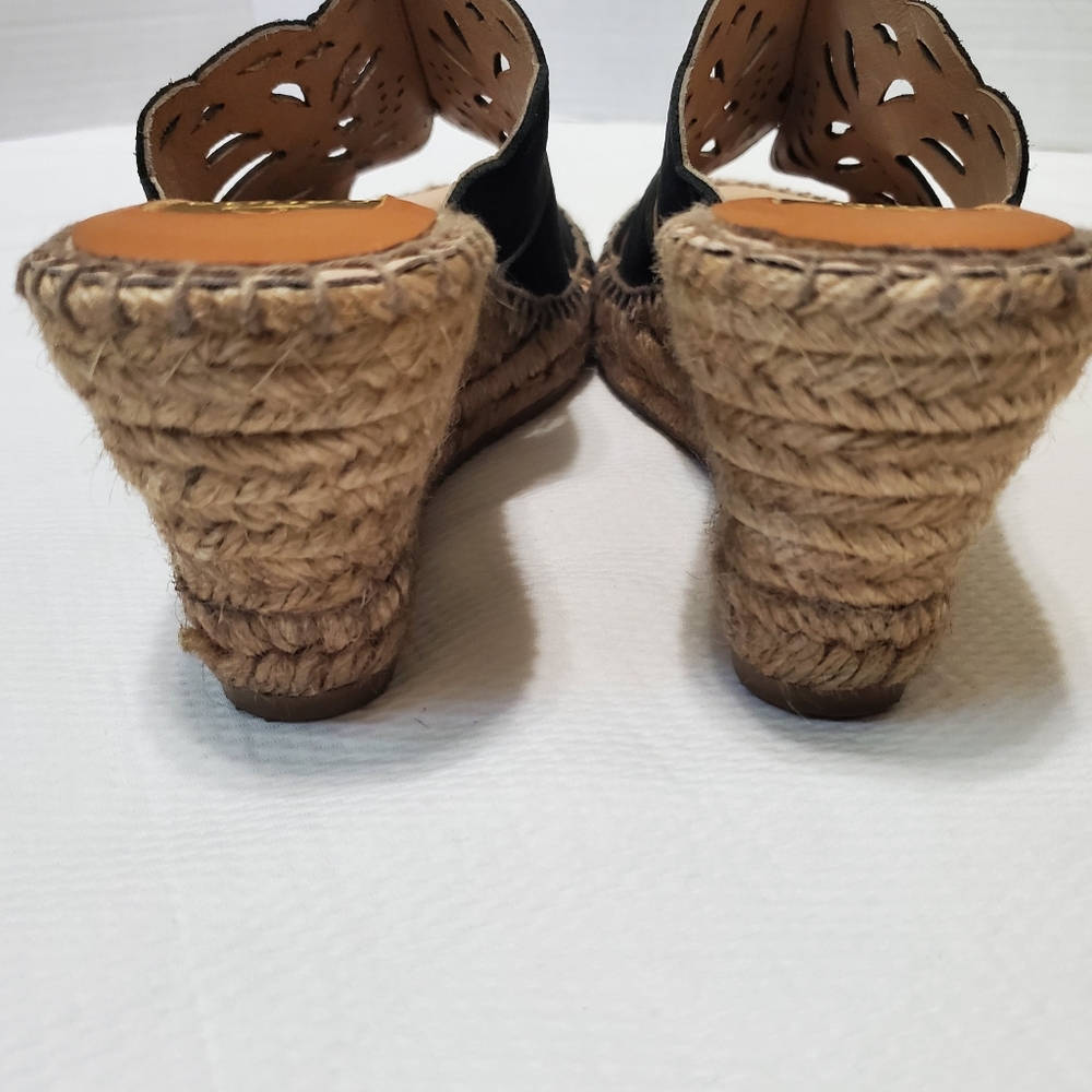 Kanna Black Leather Cutout Wedge Sandal EU 40 - Picture 5 of 10